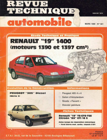 Revue Technique Automobile RENAULT 19 1.4L - TR, TS, GTS et TSE | RTAANC483 |