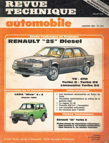 Revue Technique Automobile RENAULT 25 DIESEL et TURBO D | RTAANC475 |