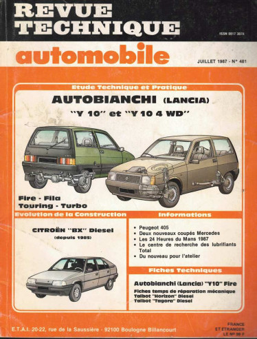 AUTOBIANCHI LANCIA Y10 - FIRE, FILA, TOURING et TURBO | RTAANC481 |
