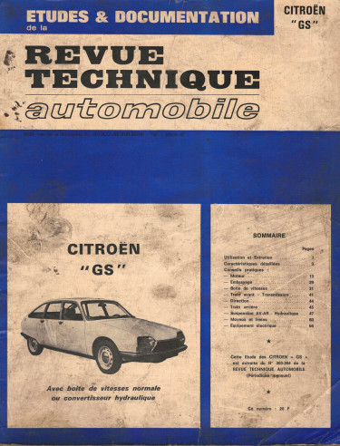 Etudes et Documentation CITROEN GS - BV ou CONVERTISSUER HYDRAULIQUE | CIPGS |
