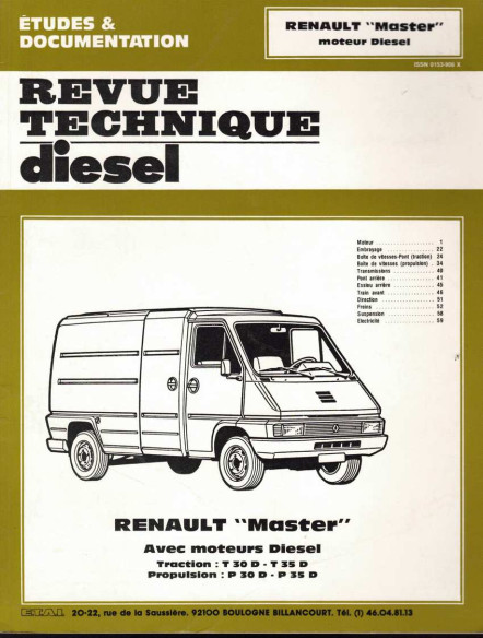Etudes et Documentation RENAULT MASTER DIESEL - TRACTION et PROPULSION | CIP1131 |
