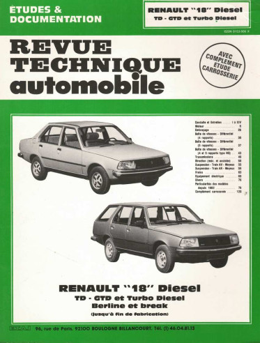 Etudes et Documentation RENAULT 18 DIESEL - BERLINE et BREAK | CIP4153 |