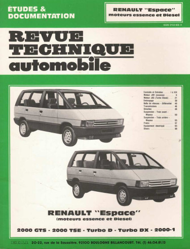 Etudes et Documentation RENAULT ESPACE ESSENCE et DIESEL - 2000 et TURBO | CIP4841 |
