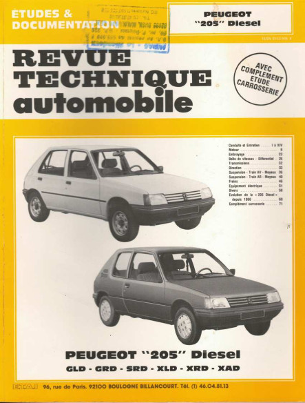 Etudes et Documentation PEUGEOT 205 DIESEL | CIP4563 |