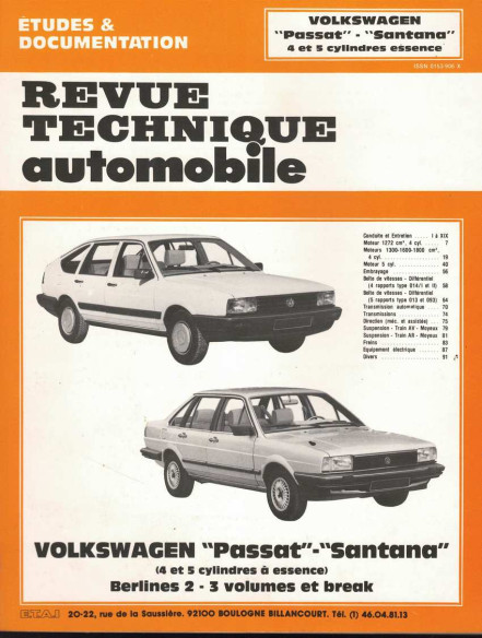 Etudes et Documentation VOLKSWAGEN PASSAT et SANTANA - 4 /5 CYLINDRES ESSENCE | CIP4571 |
