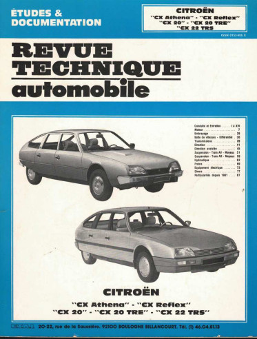 Etudes et Documentation CITROEN CX ATHENA et REFLEX | CIP3953 |