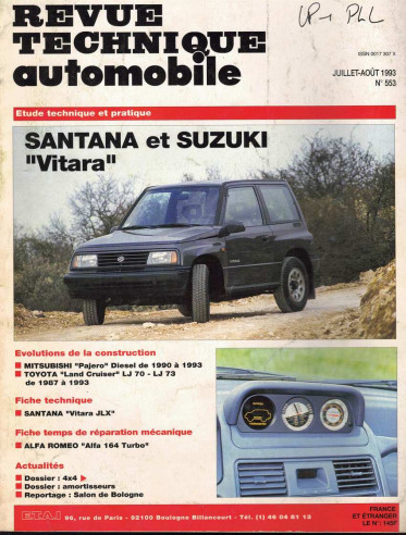 Revue Technique Automobile SANTANA et SUZUKI VITARA - JLX - JLX CABRIOLET - JLXi | RTAANC553 |