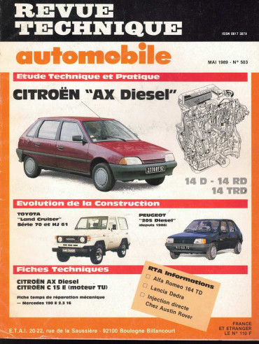 Revue Technique Automobile CITROEN AX DIESEL - 14D,14RD et 14 TRD | RTAANC503 |