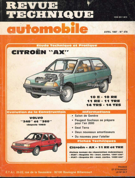 Revue Technique Automobile CITROEN AX - 10,11 et 14 (INCLUS TR/TZ) | RTAANC478 |