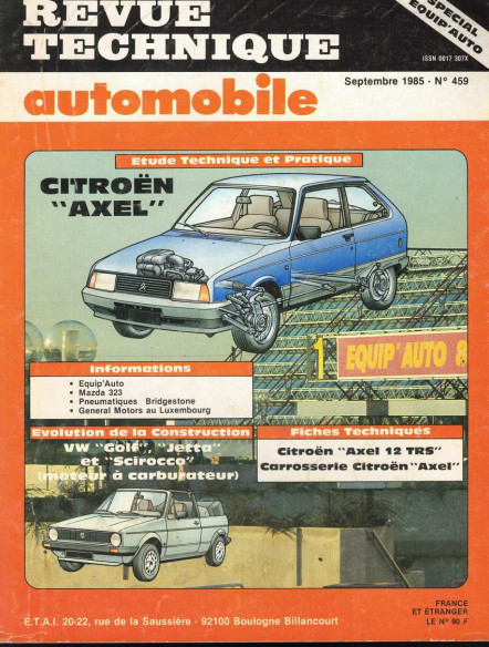 Revue Technique Automobile CITROEN AXEL - 1130 et 1300cm | RTAANC459 |