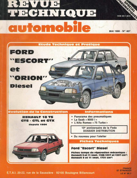 Revue Technique Automobile FORD ESCORT et ORION DIESEL - BERLINE, BREAK et FOURGONNETTE | RTAANC467 |