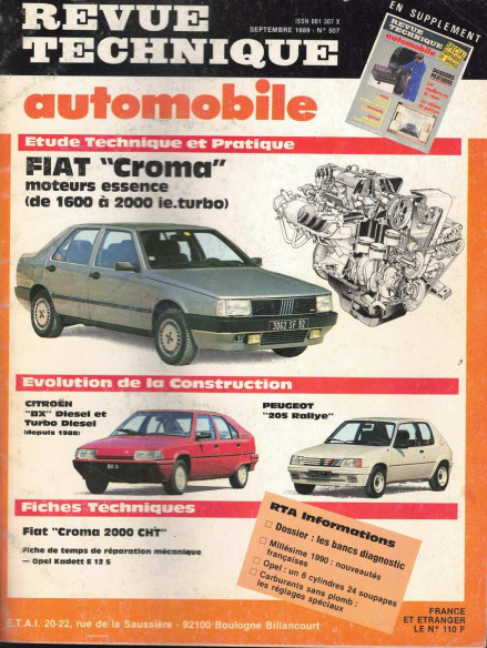 Revue Technique Automobile FIAT CROMA - 1600 à 2000ie TURBO | RTAANC507 |