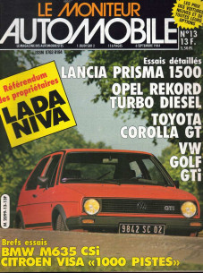 Moniteur automobile LANCIA PRISMA 1500 - OPEL REKORD TD- TOYOTA COROLLA GT - VW GOLF GTi N°013 | Moniteur N°013 |