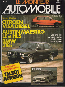 Moniteur automobile CITROEN VISA DIESEL - AUSTIN MAESTRO LE et HLS - BMW 318i N°03 | Moniteur N°03 |