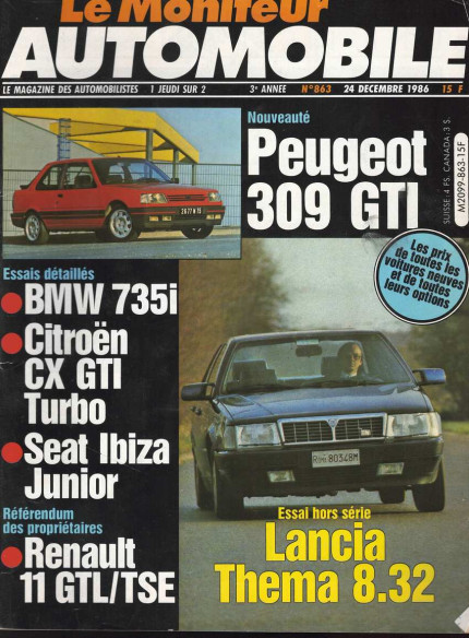 Moniteur automobile BMW 735i - CITROEN CX GTi TURBO - SEAT IBIZA JUNIO N°863 | Moniteur N°863 |