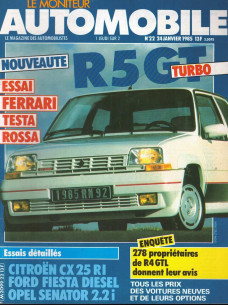 Moniteur automobile FERRARI TESTA ROSSA - CITROEN CX 25 - FORD FIESTA DIESEL - OPEL SENATOR 2.2 I N°022 | Moniteur N°022 |