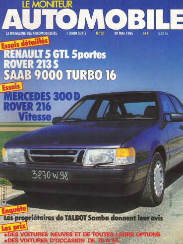 Moniteur automobile RENAULT 25 GTL - ROVER 213 S - SAAB 9000 TURBO N°031 | Moniteur N°031 |