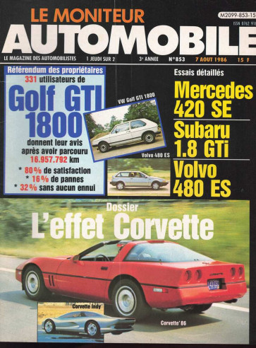 Moniteur automobile MERCDES 420 SE- SUBARU 1.8 GTi - VOLVO 480 ES N°853 | Moniteur N°853 |