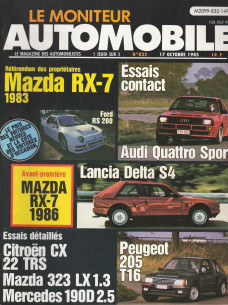 Moniteur automobile CITROEN CX 22 TRS - MAZDA 323 LX - MERCDES 190D 2.5 N°832 | Moniteur N°832 |