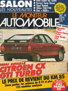 Moniteur automobile CITROEN CX GTi - NISSAN CHERY - SEAT RONDA GLX N°015 | Moniteur N°015 |