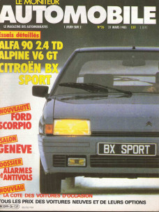 Moniteur automobile ALFA 90 2.4 TD - ALPINE V6 GT - CITROEN BX SPORT N°026 | Moniteur N°026 |