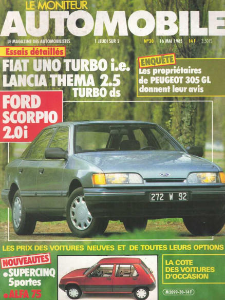 Moniteur automobile FIAT UNO TURBO I.E - LANCIA THEMA 2.5 TURBO DS N°30 | Moniteur N°030 |