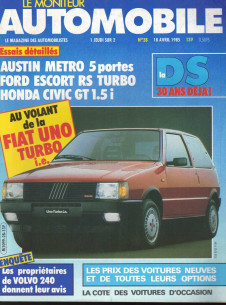 Moniteur automobile AUSTIN METRO - FORD ESCORT RS - HONDA CIVIC GT 1.5i N°28 | Moniteur N°028 |