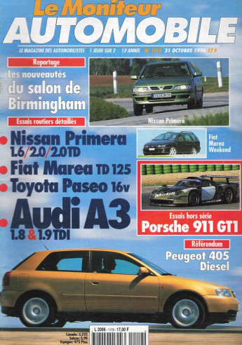 Moniteur automobile NISSAN PRIMERA - FIAT MAREA TD 125 - TOYOTA PASEO 16V - AUDI A3 TDi N°1119 | Moniteur N°1119 |