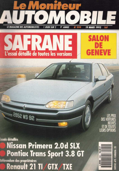 Moniteur automobile N°999 NISSAN PRIMERA 2.0D SLX - PONTIAC TRANS SPORT 3.8 GT | Moniteur N°999 |