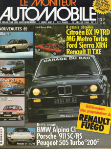 Moniteur automobile CITROEN BX 19 TRD - MG METRO TURBO - FORD SIERRA XR4i - RENAULT 11 TXE N°09 | Moniteur N°09 |