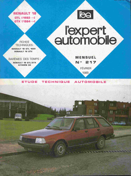 Etude Technique Automobile RENAULT 18 GTL et GTX - 1985 | LEA217 |