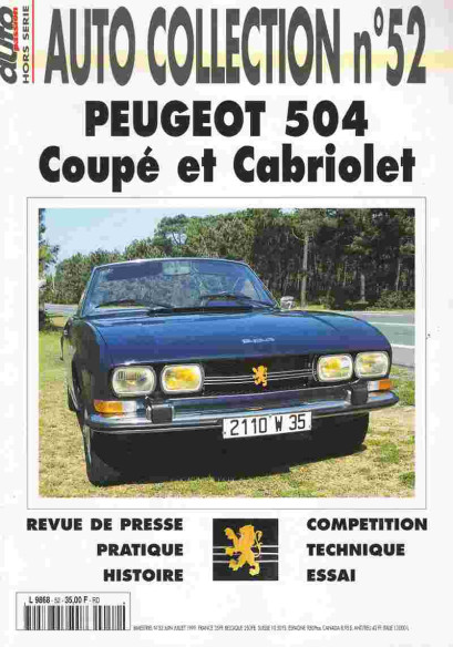 PEUGEOT 504 Coupé et Cabriolet - Magazine AUTO COLLECTION N°52 | AUTO COLLECTION N°52 |