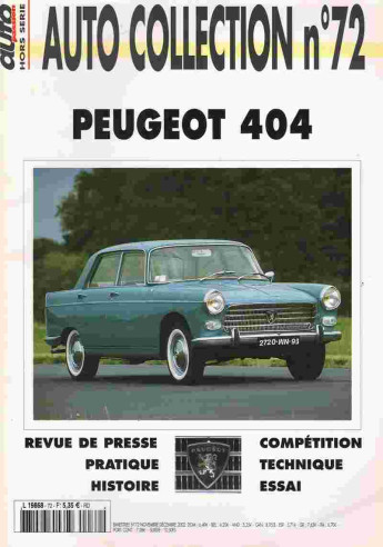 PEUGEOT 404 - Magazine AUTO COLLECTION N°72 | AUTO COLLECTION N°72 |