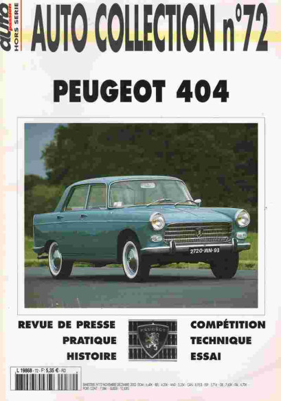 PEUGEOT 404 - Magazine AUTO COLLECTION N°72 | AUTO COLLECTION N°72 |