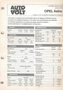 Schéma fiche électrique OPEL ASTRA 1.4i et 1.6i (Depuis 1998) | chéma Fiche N°768 |