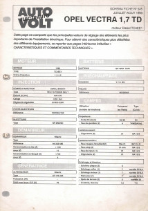 Schéma fiche électrique OPEL VECTRA 1.7 TD - 1686 cm (1993) | Schéma Fiche N°545 |