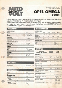 Schéma fiche électrique OPEL OMEGA 2000i (1989) | Schéma Fiche N°501 |
