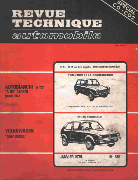 Revue Technique Automobile VOLKSWAGEN GOLF DIESEL 1471cm 6CV - 1979 | RTAANC385 |