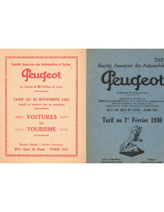 Lot de Tarifs PEUGEOT De 1925 à 1942 | Lot Tarif PEUGEOT |