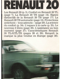 Brochure Régie Renault - RENAULT 20 - 1978 | REN46 - Ref: 17.109.20 |