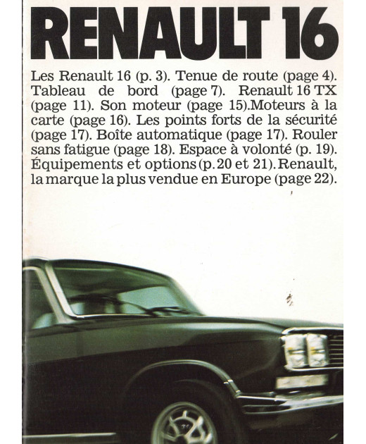 Brochure Régie Renault - RENAULT 16 - 1978 | REN43 - Ref: 17.108.16 |