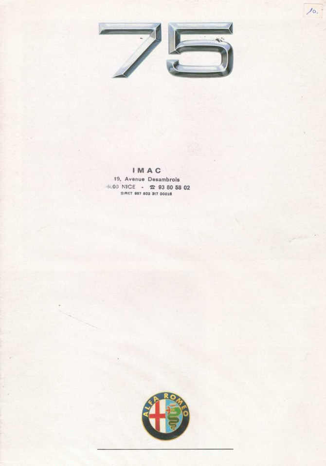 Brochure ALFA ROMEO 75 (12-1988) | ALF49 - Ref: F 8812 758 |