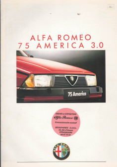 Brochure ALFA ROMEO 75 3.0 AMERICA (07-1987) | ALF73 - Ref: F 875 127 |
