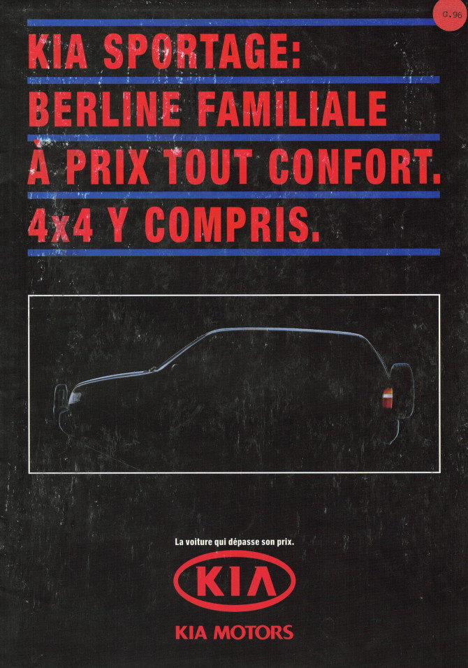 Brochure KIA SPORTAGE MRI et MRDI (1995) | KIA09 - Ref: ZR/RD/1.95 |