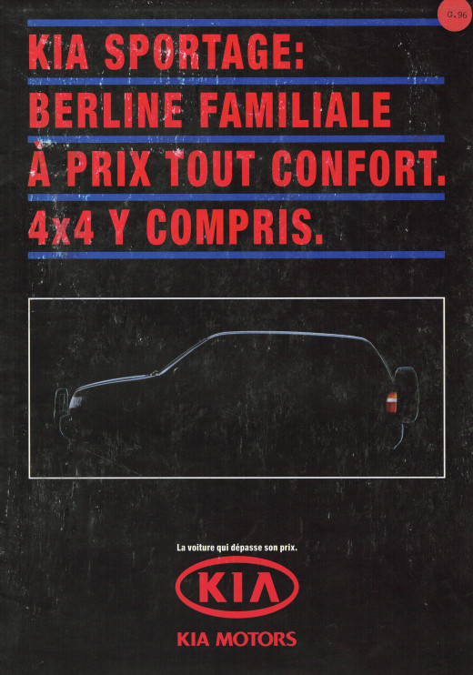 Brochure KIA SPORTAGE MRI et MRDI (1995) | KIA09 - Ref: ZR/RD/1.95 |