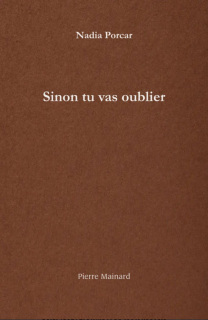SINON TU VAS OUBLIER De Nadia Porcar Edition PIERRE MAINARD | 9782488013079 |