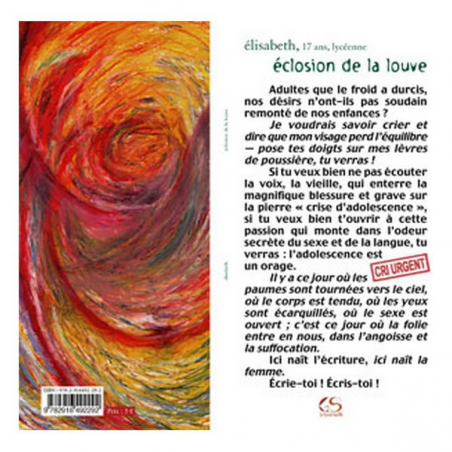 Éclosion de la louve de Elisabeth Ed. Le Grand Souffle | 9782916492292 |